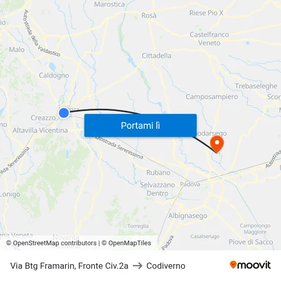Via Btg Framarin, Fronte Civ.2a to Codiverno map
