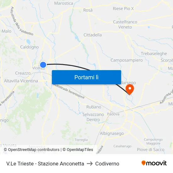 V.Le Trieste - Stazione Anconetta to Codiverno map