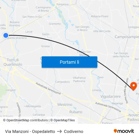 Via Manzoni - Ospedaletto to Codiverno map