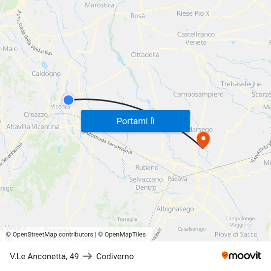 V.Le Anconetta, 49 to Codiverno map