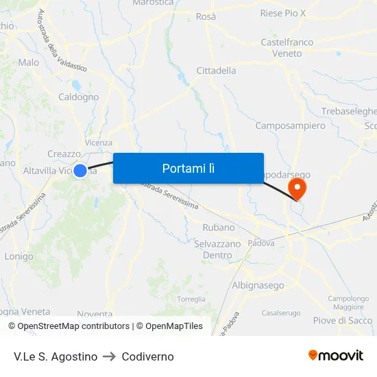 V.Le S. Agostino to Codiverno map