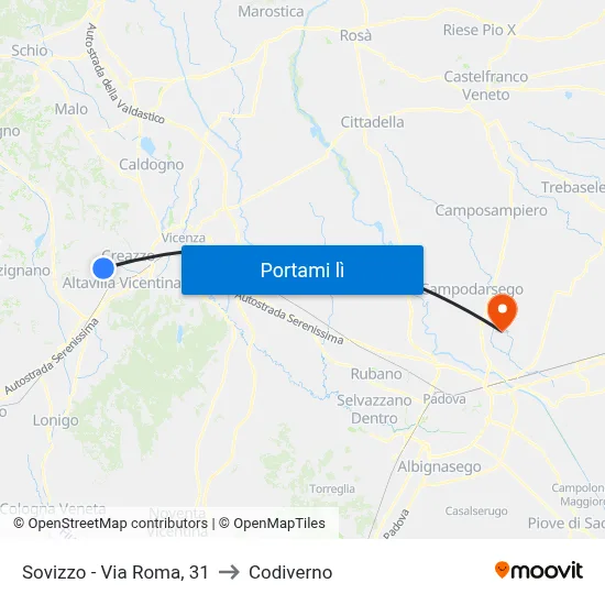 Sovizzo - Via Roma, 31 to Codiverno map