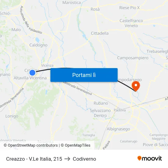 Creazzo - V.Le Italia, 215 to Codiverno map