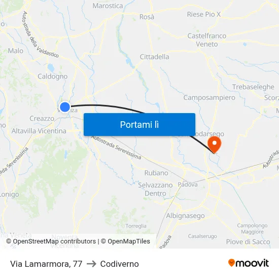 Via Lamarmora, 77 to Codiverno map