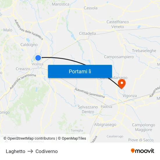 Laghetto to Codiverno map