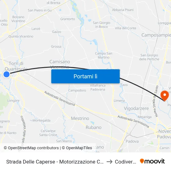 Strada Delle Caperse - Motorizzazione Civile to Codiverno map