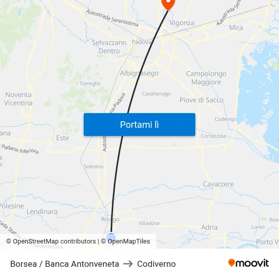 Borsea / Banca Antonveneta to Codiverno map