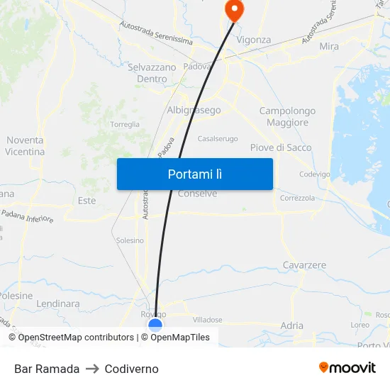 Bar Ramada to Codiverno map