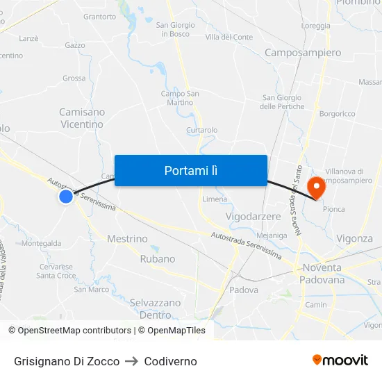 Grisignano Di Zocco to Codiverno map