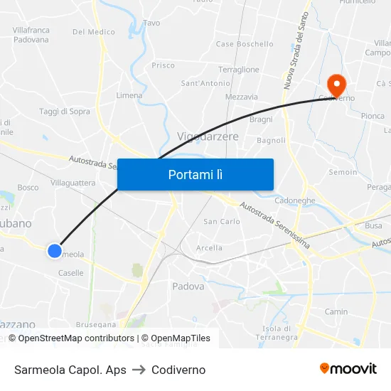 Sarmeola Capol. Aps to Codiverno map