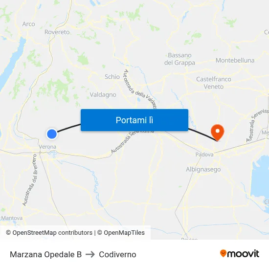 Marzana Opedale B to Codiverno map