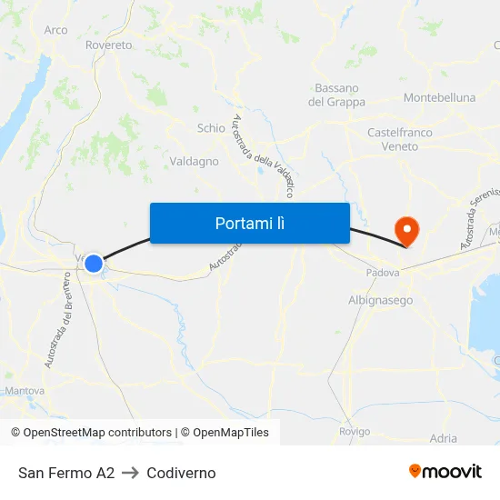 San Fermo A2 to Codiverno map
