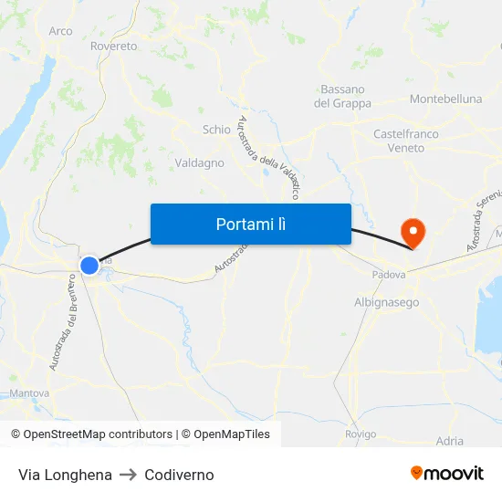 Via Longhena to Codiverno map