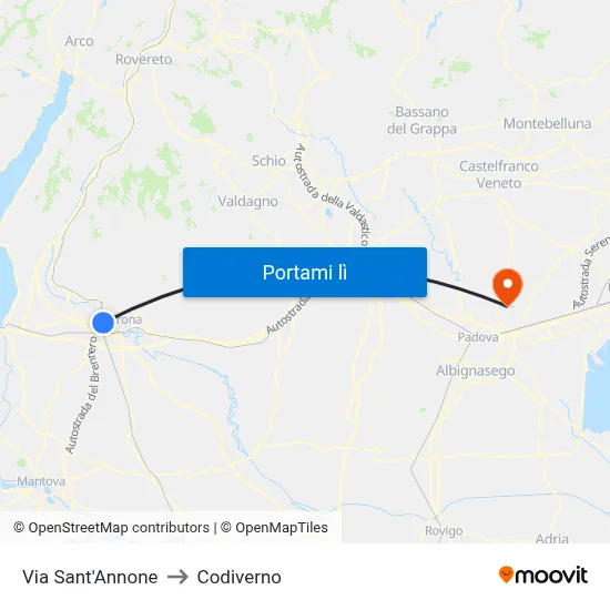 Via Sant'Annone to Codiverno map