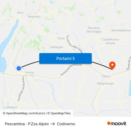 Pescantina - P.Zza Alpini to Codiverno map