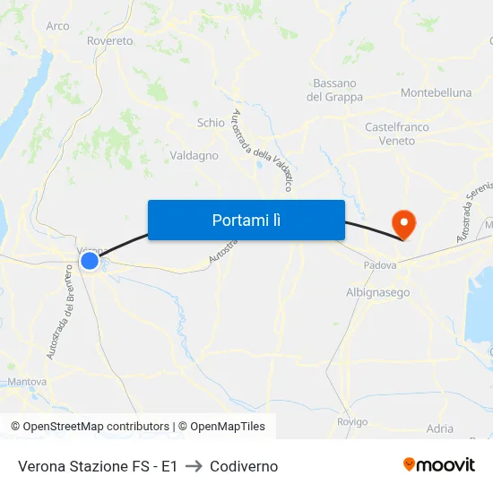Verona Stazione FS - E1 to Codiverno map