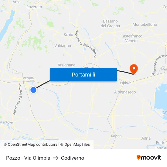 Pozzo - Via Olimpia to Codiverno map