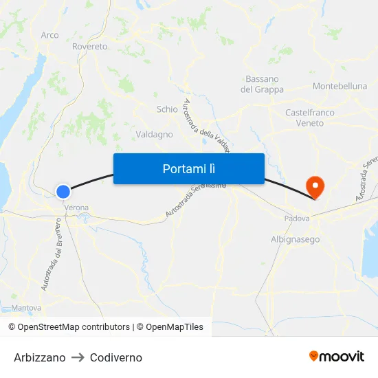 Arbizzano to Codiverno map