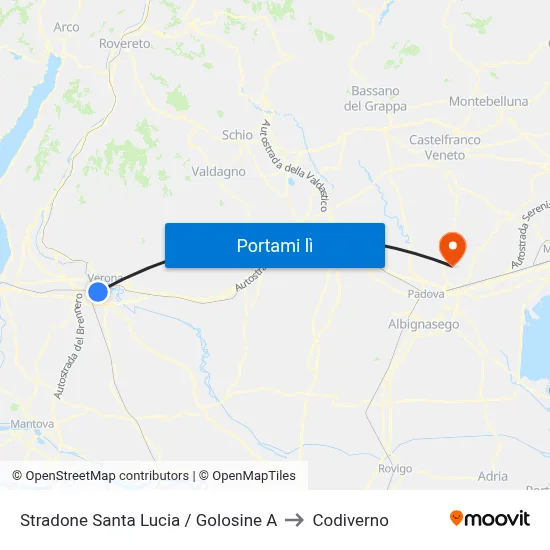 Stradone Santa Lucia / Golosine A to Codiverno map