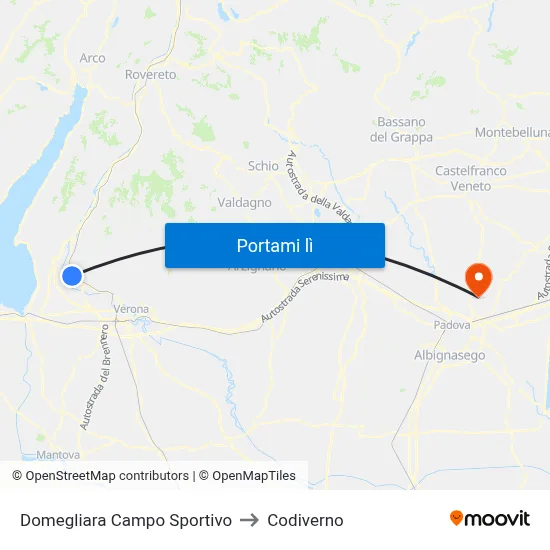 Domegliara Campo Sportivo to Codiverno map