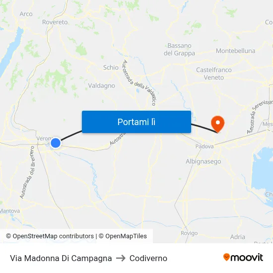 Via Madonna Di Campagna to Codiverno map