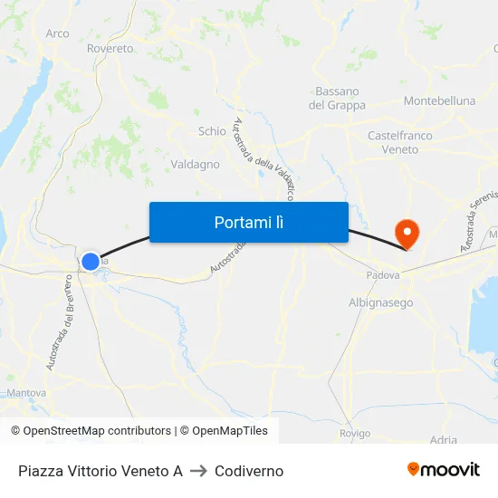 Piazza Vittorio Veneto A to Codiverno map