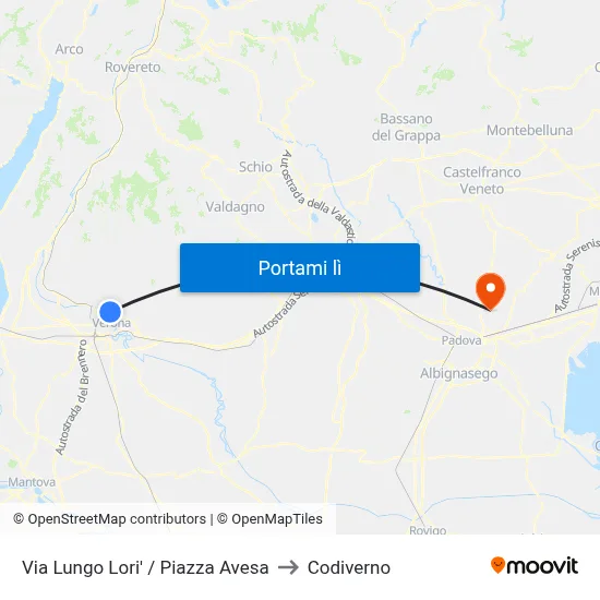 Via Lungo Lori' / Piazza Avesa to Codiverno map