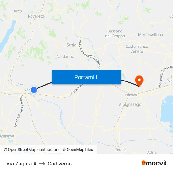 Via Zagata A to Codiverno map