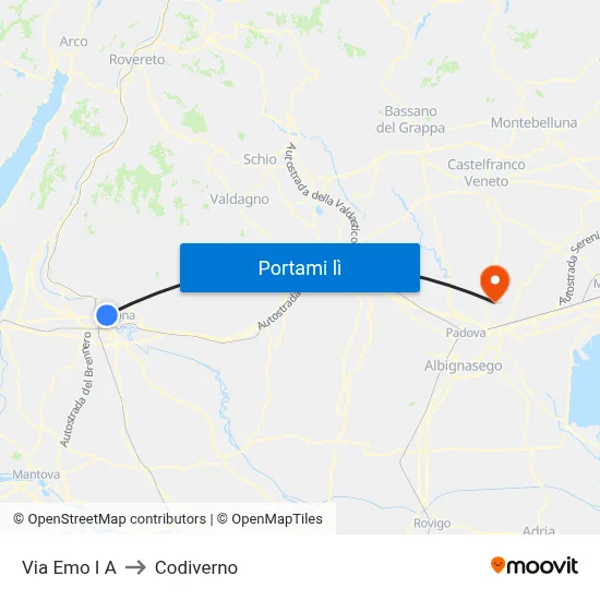 Via Emo I A to Codiverno map