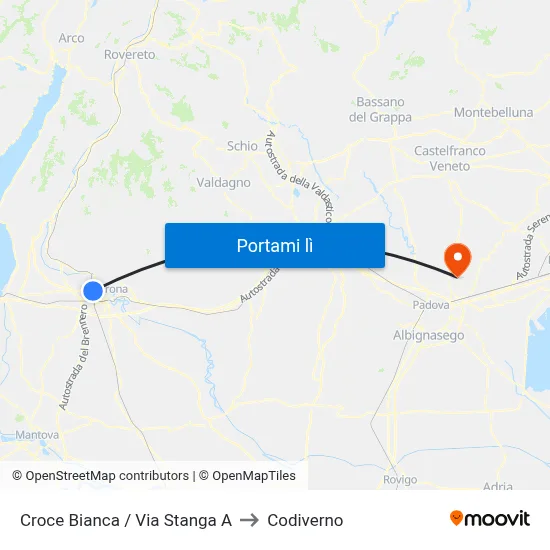 Croce Bianca / Via Stanga A to Codiverno map