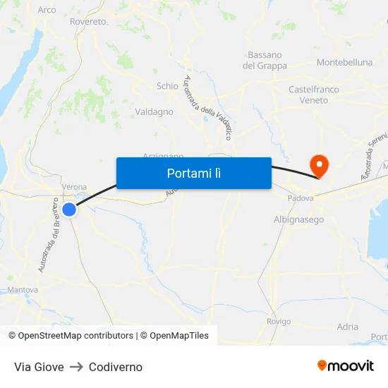 Via Giove to Codiverno map