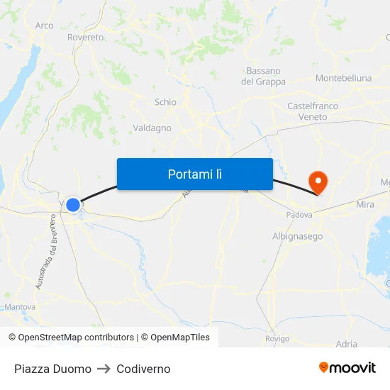 Piazza Duomo to Codiverno map