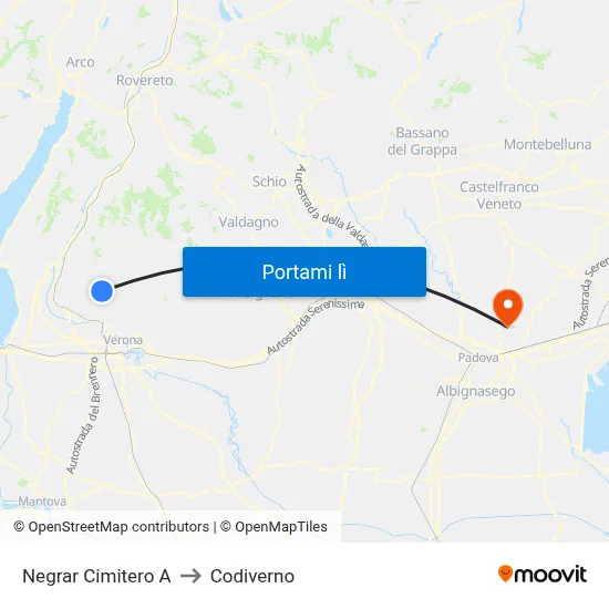 Negrar Cimitero A to Codiverno map