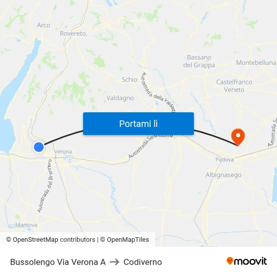 Bussolengo Via Verona A to Codiverno map