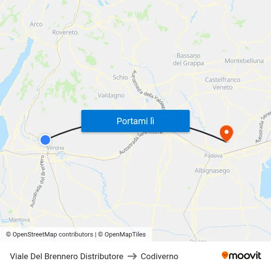 Viale Del Brennero Distributore to Codiverno map