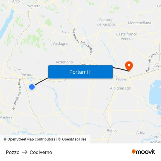 Pozzo to Codiverno map