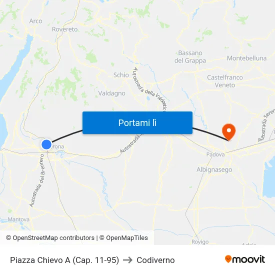 Piazza Chievo A (Cap. 11-95) to Codiverno map