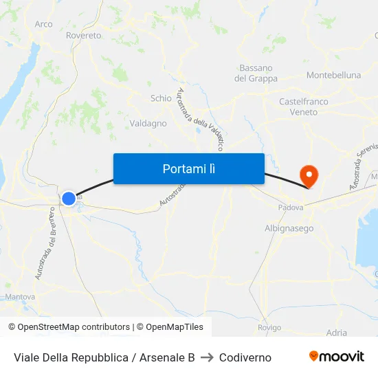 Viale Della Repubblica / Arsenale B to Codiverno map