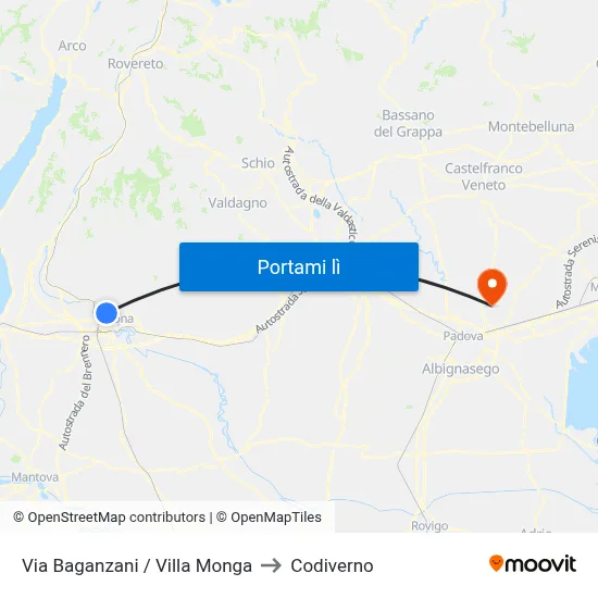 Via Baganzani / Villa Monga to Codiverno map
