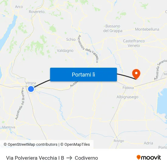 Via Polveriera Vecchia I B to Codiverno map