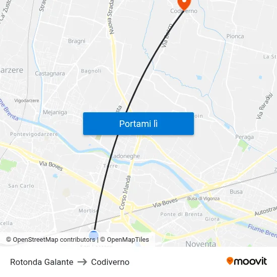Rotonda Galante to Codiverno map