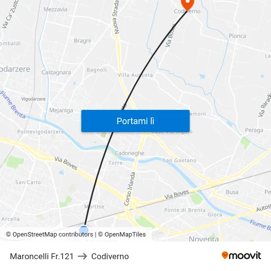 Maroncelli Fr.121 to Codiverno map