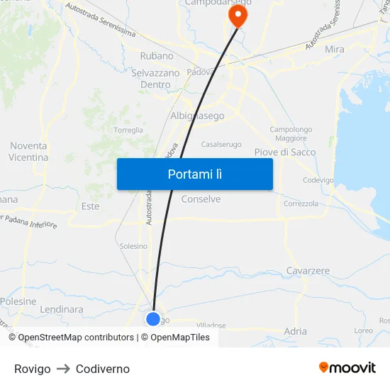 Rovigo to Codiverno map
