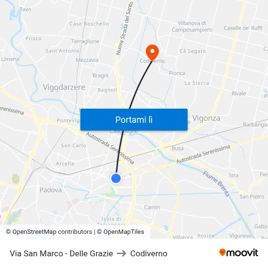 Via San Marco - Delle Grazie to Codiverno map