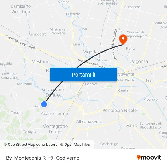 Bv. Montecchia R to Codiverno map