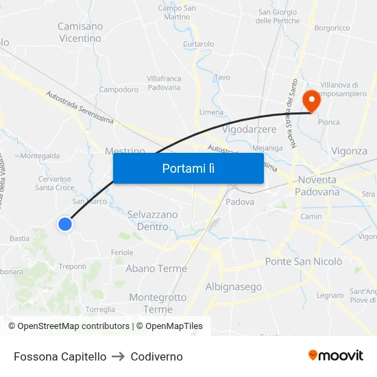Fossona Capitello to Codiverno map