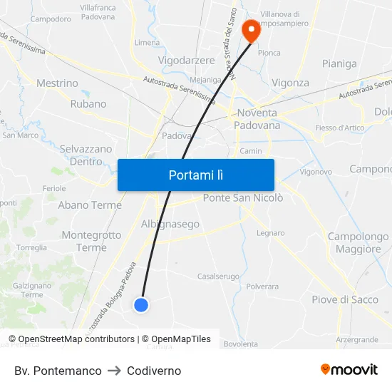 Bv. Pontemanco to Codiverno map