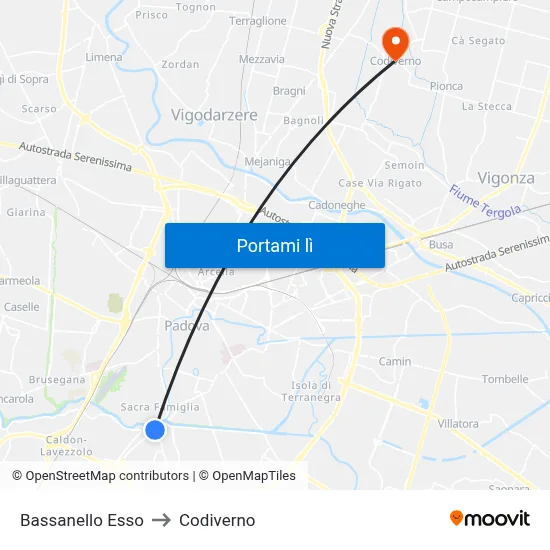 Bassanello Esso to Codiverno map