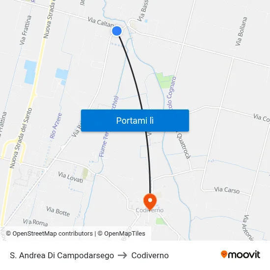 S. Andrea Di Campodarsego to Codiverno map