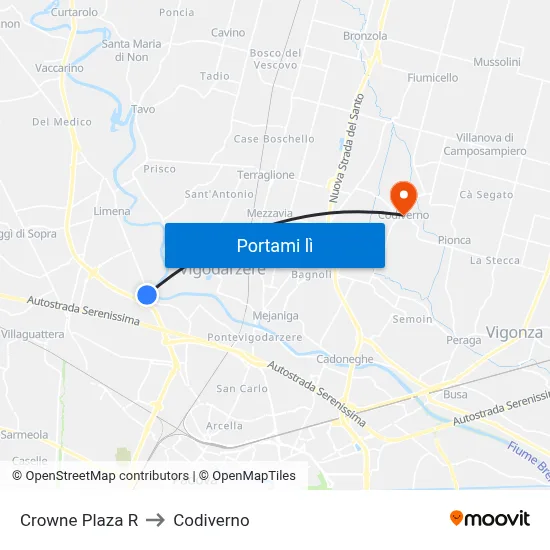 Crowne Plaza R to Codiverno map